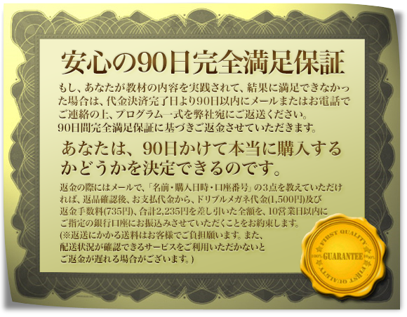 90日間完全満足保証