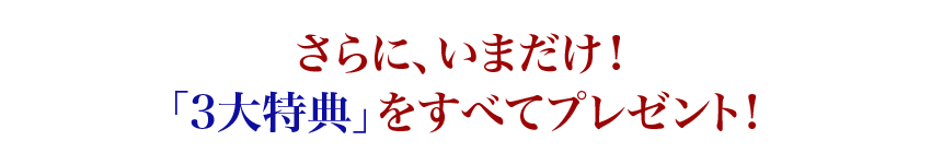 さらに、いまだけ！「3大特典」をすべてプレゼント！