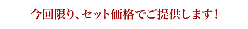 今回限り、セット価格でご提供します!